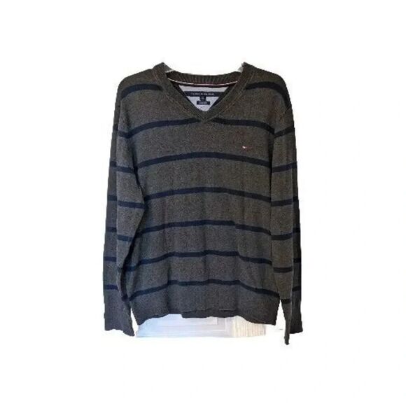 Men's Pre-Owned Size Large Tommy Hilfiger V-Neck Distressed Look Pima Cotton - Picture 1 of 4